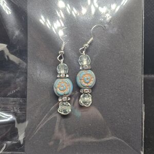 Chic Silver and Blue Dangle Earrings